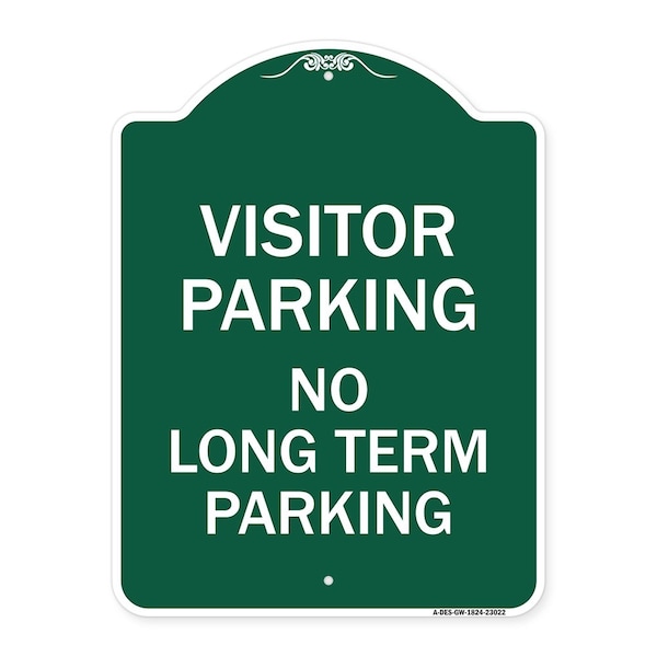 Reserved Parking Visitor Parking No Long-Term Parking, Green & White Alum, 18" x 24", GW-1824-23022